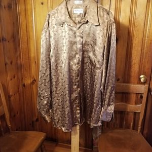 Vintage XL brown gold dress shirt